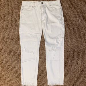free people white distressed cropped jeans